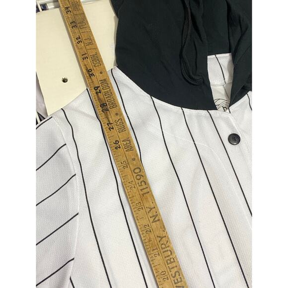 Space Jam Tune Squad Jersey Hoodie Style Pinstripe White Size M - Picture 3 of 7